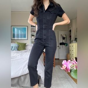 Good American Black Jean Jumpsuit